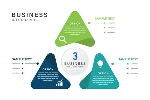 Triangular Business Infographic with 3 steps Stock Illustration