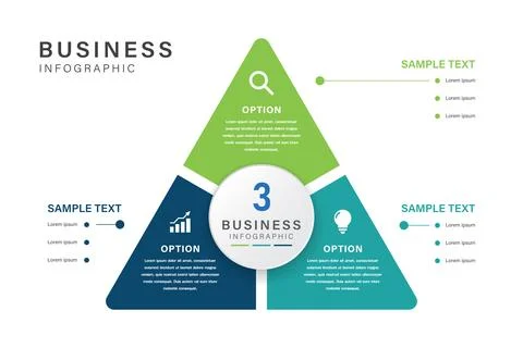 Triangular Business Infographic with 3 Strategy Options and Icon Stock Illustration