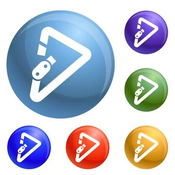 Triangular carabiner icons set イラスト素材