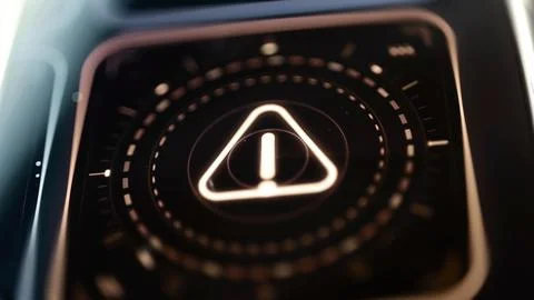 Triangular caution icon fills concentric telemetry circles Stock Photos