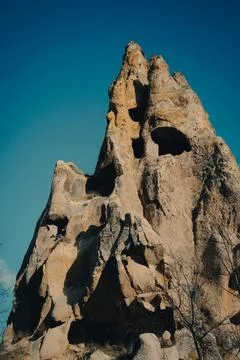 Triangular cave rock formation in Turkey 스톡 사진