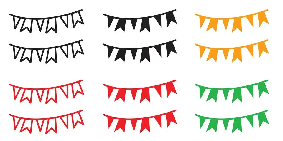 Triangular Celebration Flags Icon for Party Decoration Themes 스톡 일러스트