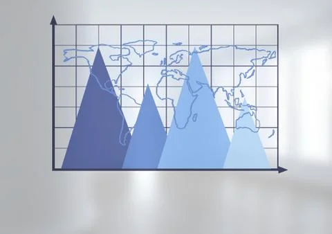 Triangular chart grid with world map with bright background Stock Illustration