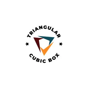 Triangular check mark cubical box logo stamp. Vector illustration Stock Illustration