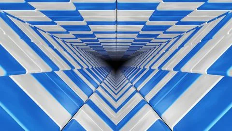 Triangular checkered tunnel background 3d rendering illustration Stock Illustration