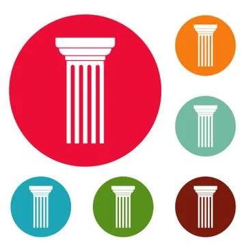 Triangular column icons circle set vector イラスト素材