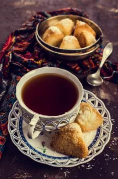 Triangular cookies with coconut Stock Photos
