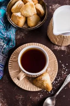 Triangular cookies with coconut Stock Photos