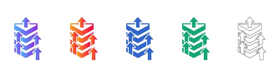 Triangular Data Upload and Processing Icons Stock Illustration