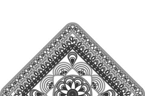 Triangular decorative line half mandala icon Ilustración de archivo