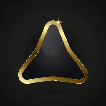 A triangular design with a glossy black center framed by a smooth, gold met.. Stock Illustration