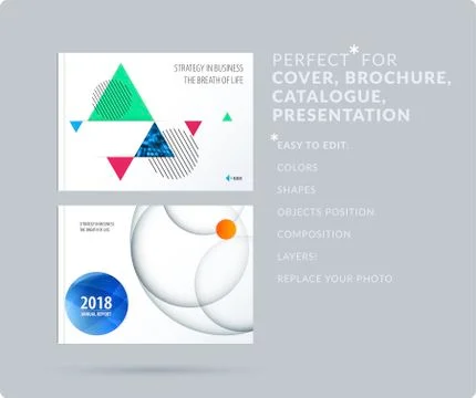 Triangular design presentation template with colourful triangles shadows Stock Illustration
