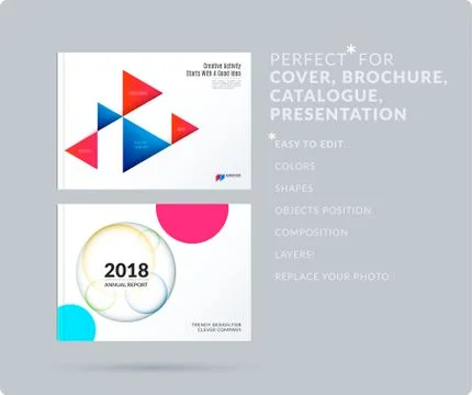 Triangular design presentation template with colourful triangles shadows Stock Illustration
