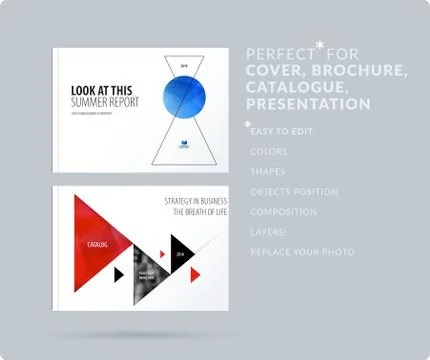 Triangular design presentation template with colourful triangles shadows Illustrazione stock
