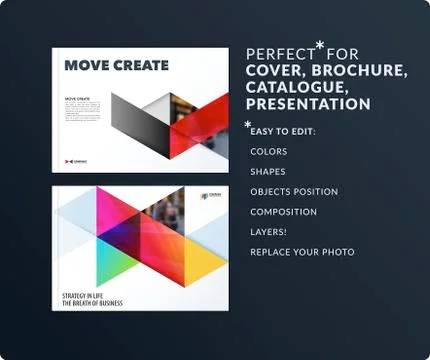 Triangular design presentation template with colourful rectangles shadows Stock Illustration