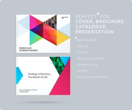 Triangular design presentation template with colourful rectangles shadows Stock Illustration