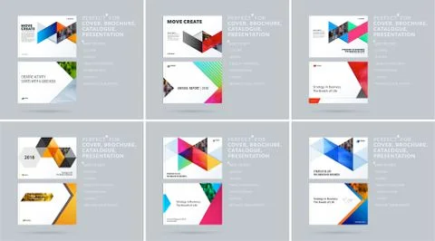 Triangular design presentation template with colourful rectangles shadows Ilustração Stock