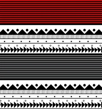 Triangular ethnic pattern and black line Stockillustratie