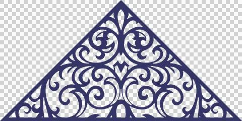 Triangular filigree motif is being shown in flat design with vine curls on 스톡 일러스트