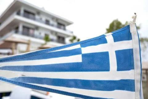 Triangular flag of Greece Stock Photos