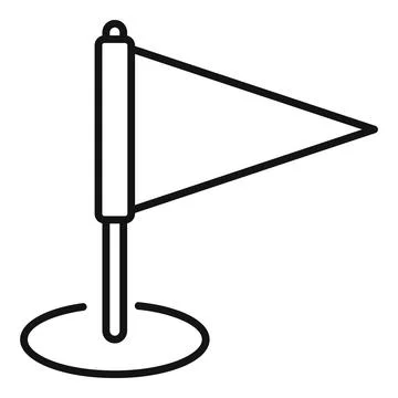 Triangular flag pointing right on pole icon Stock Illustration