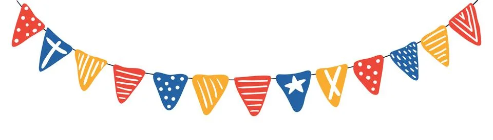 Triangular flags, bunting hanging isolated Stock Illustration