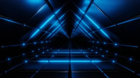 Triangular futuristic tunnel background 3d rendering illustration Stock Illustration