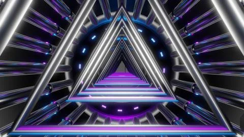 Triangular futuristic tunnel background illustration 3d render Stock Illustration