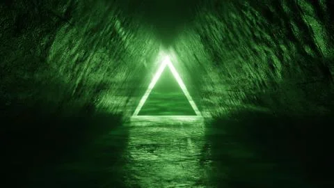Triangular futuristic tunnel background illustration 3d render Stock Illustration