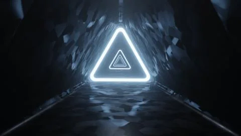 Triangular futuristic tunnel background illustration 3d render Stock Illustration