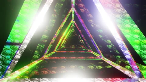 Triangular Geometric Magic Tunnel Rotate Shape Sparkles Colorful and Bright to Stock Footage 243771795