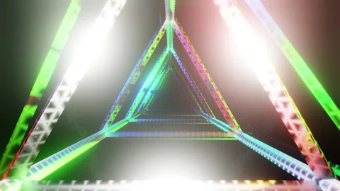 Triangular Geometric Magic Tunnel Rotate Shape Sparkles Colorful and Bright to Stock Footage 243771935