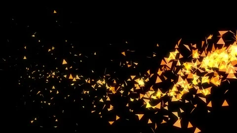 Triangular geometry particles trail moving left to right Stock Footage