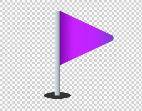 Triangular gradient purple flag icon with silver pole Stock Illustration