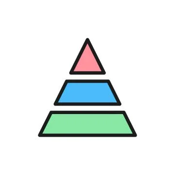 Triangular graph flat color icon. Isolated on white background Stock Illustration