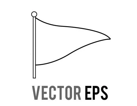 Triangular green flag black line icon with pole 스톡 일러스트