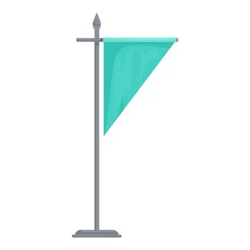 Triangular green flag waving on metal pole 스톡 일러스트