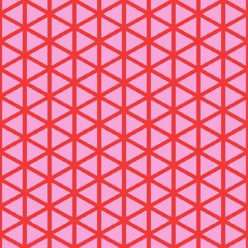 Triangular grid mesh and red geometric lines on pink seamless pattern Stock Illustration