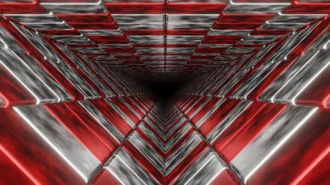 Triangular grunge checkered tunnel background illustration 3d render Stock Illustration
