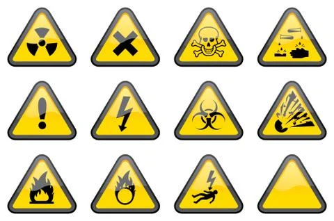 Triangular hazard signs Stock Illustration