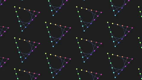 Triangular illusion colorful dot pattern on black background Stock Footage 279589864