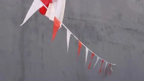 Triangular Indonesian flag decoration 스톡 사진