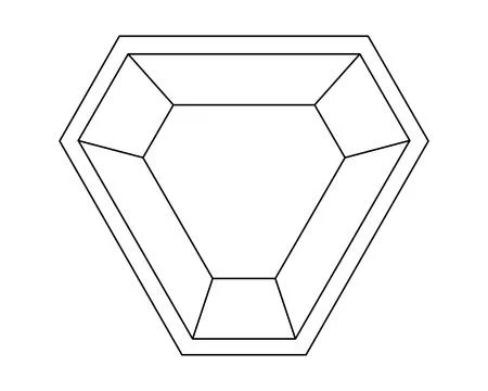 Triangular Jewelry stone, jewelry insert from a gemstone - vector linear picture Stock Illustration