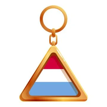 Triangular keychain showing luxembourg flag hanging from gold ring Illustrazione stock