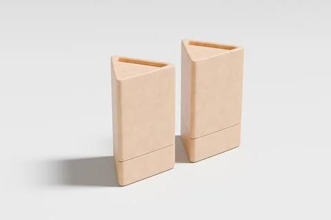 Triangular kraft paper tube, recyclable triangle stick container Stock Illustration
