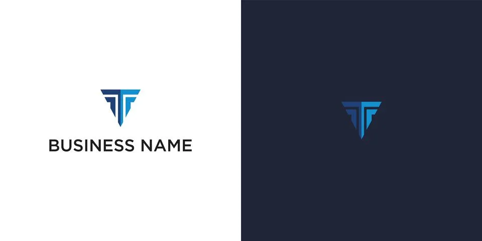 Triangular logo, blue, business name Stock Illustration