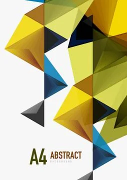 Triangular low poly a4 size geometric abstract template 스톡 일러스트