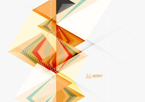 Triangular low poly a4 size geometric abstract template Illustrazione stock