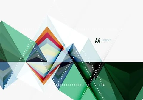 Triangular low poly a4 size geometric abstract template Stockillustratie