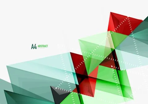 Triangular low poly vector a4 size geometric abstract template Illustrazione stock